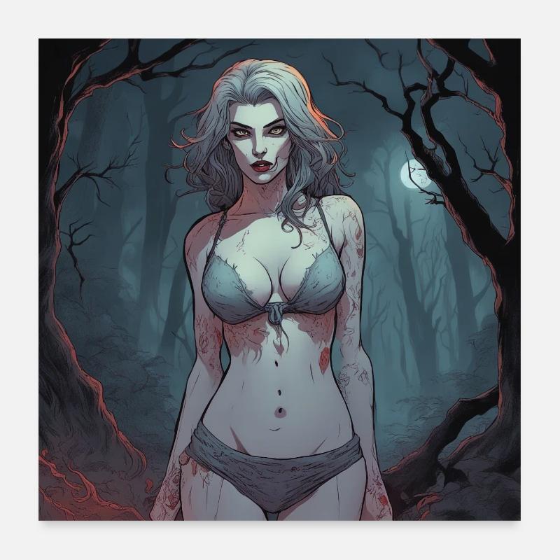 Female Vampire in Forest Poster 60x60 cm