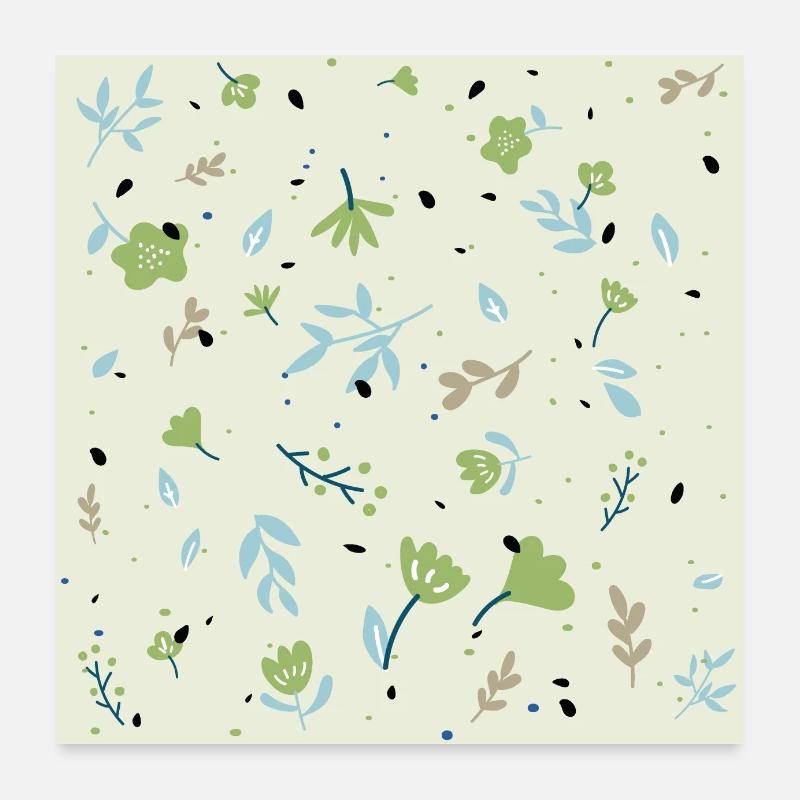 Fond floral bleu Poster 60 x 60 cm