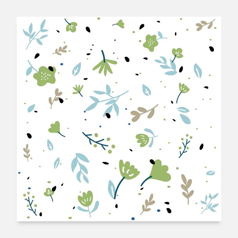 Blue floral transparent background Poster 24" x 24" (60x60 cm)