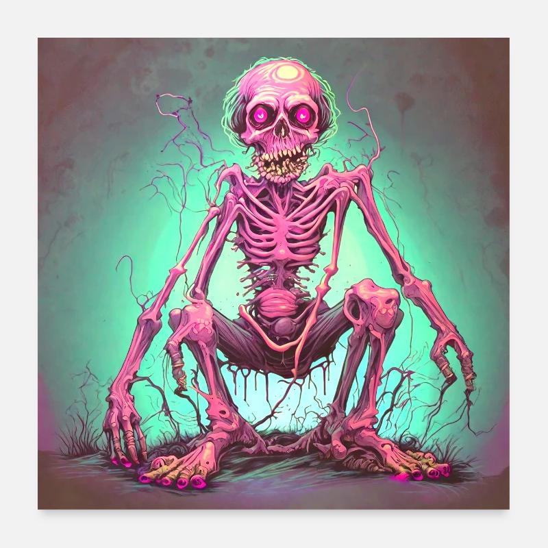 Zombie Skeleton -NEON EDITION Poster 24" x 24" (60x60 cm)