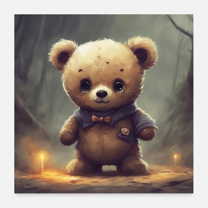 Teddy in Forest, Halloween Poster 60 x 60 cm