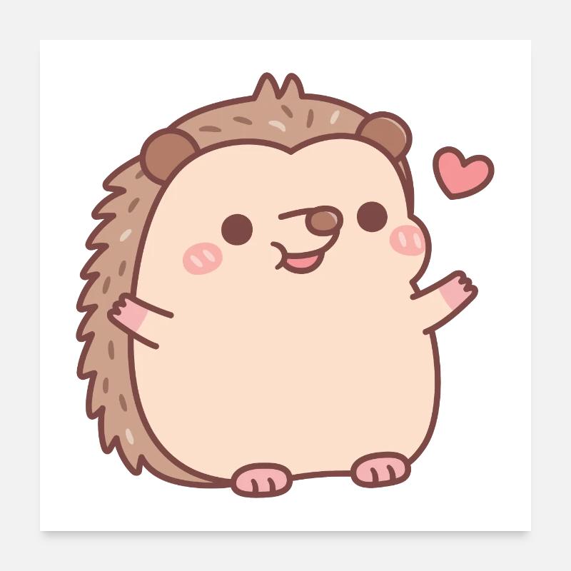 Niedlicher glücklicher kleiner Igel Poster 60x60 cm