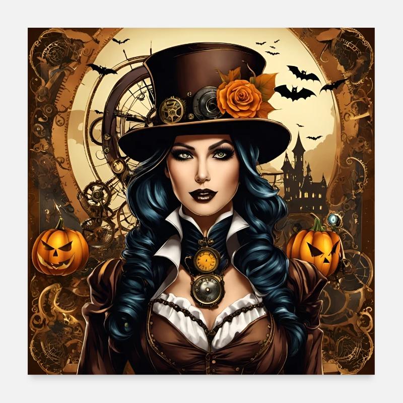 Halloween im Steampunk-Stil Poster 60x60 cm