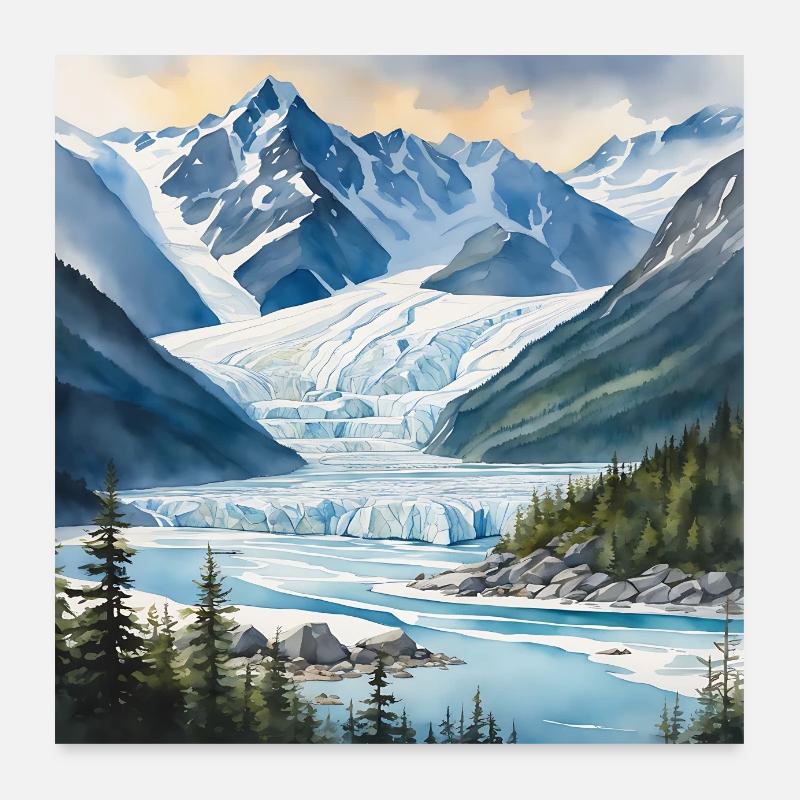 Glacier, Ice, Landscape, Alaska Poster 24" x 24" (60x60 cm)