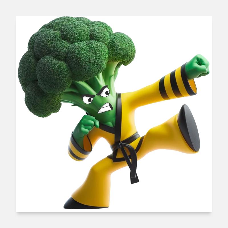 Combattant de kung-fu au brocoli Poster 60 x 60 cm