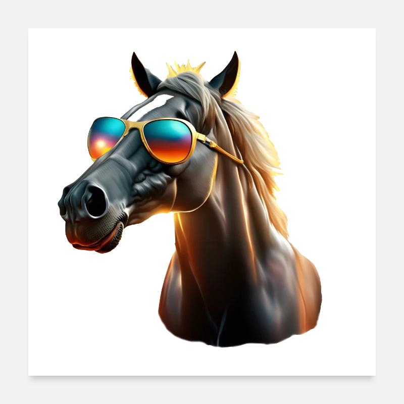 Cooles Pferd mit Sonnenbrille Poster 60x60 cm