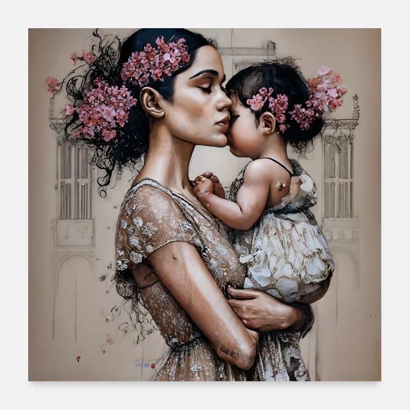 mamma e figlia Poster 60x60 cm