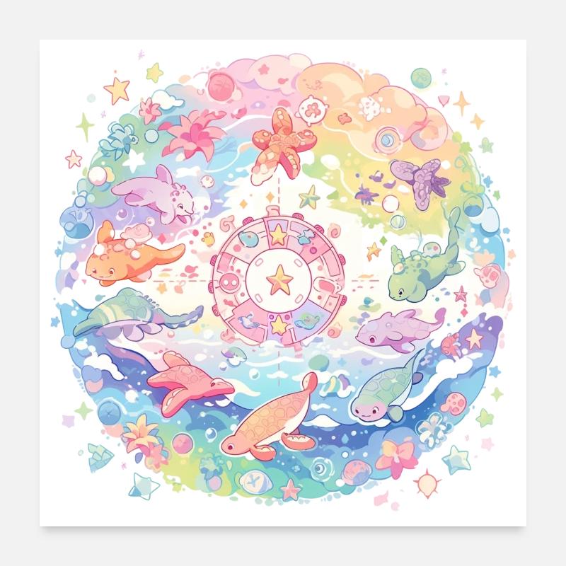 Niedliche Meerestiere Poster 60x60 cm
