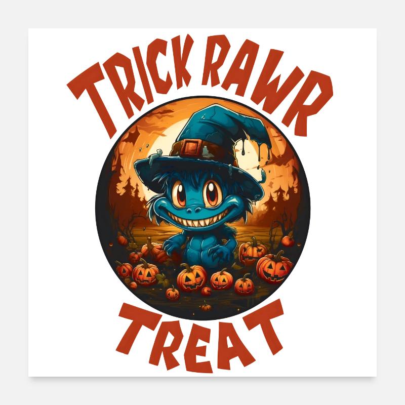 Dino Delights : mode d’Halloween mignonne et drôle Poster 60 x 60 cm