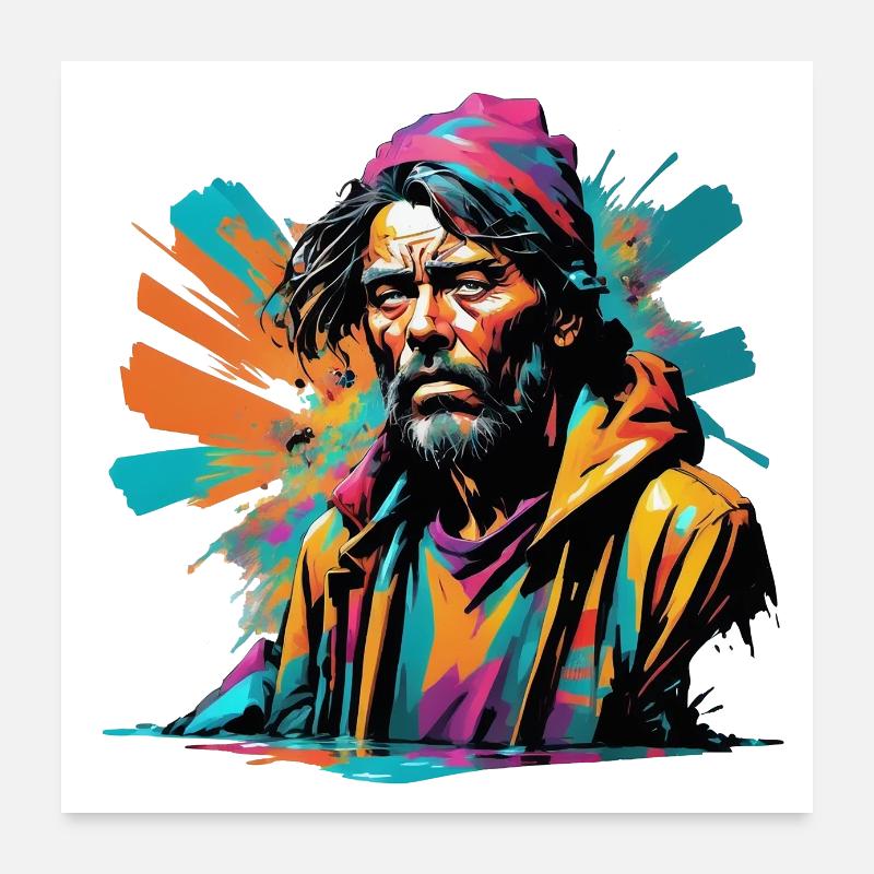 Obdachlos Poster 60x60 cm