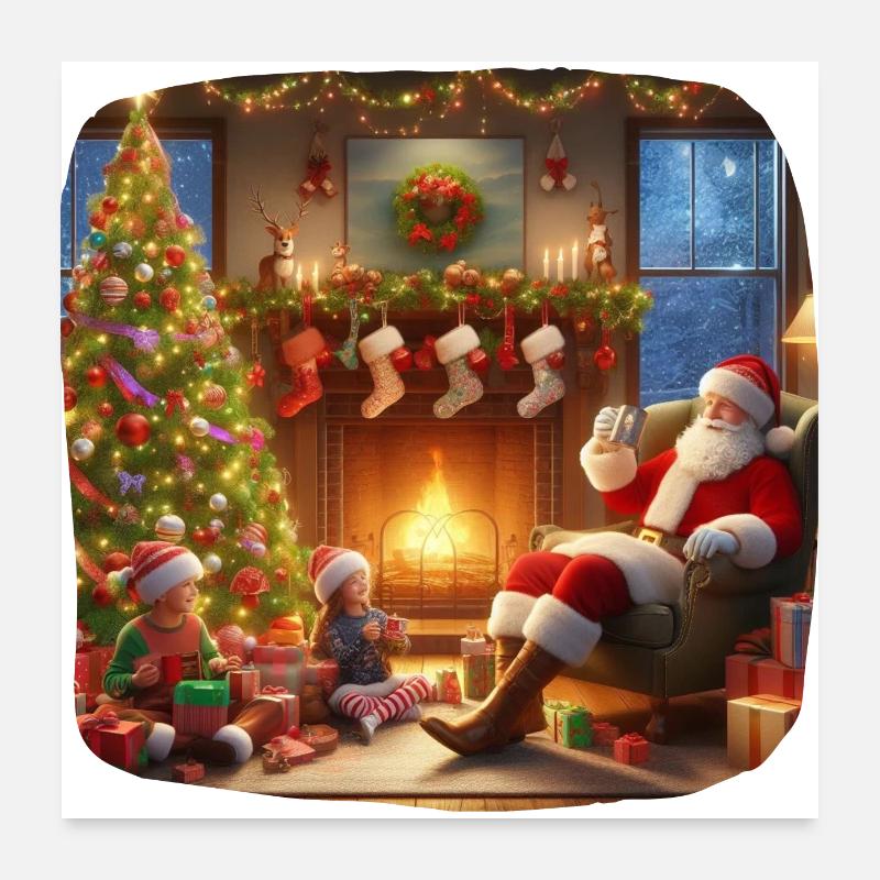 Weihnachtsmann Weihnachtsgeschenke Weihnachtsbaum Oblate Poster 60x60 cm