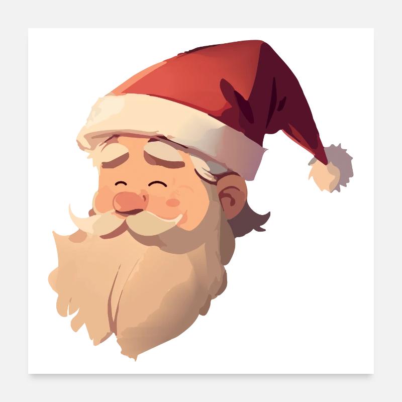 Mignonne tête de Père Noël Poster 60 x 60 cm