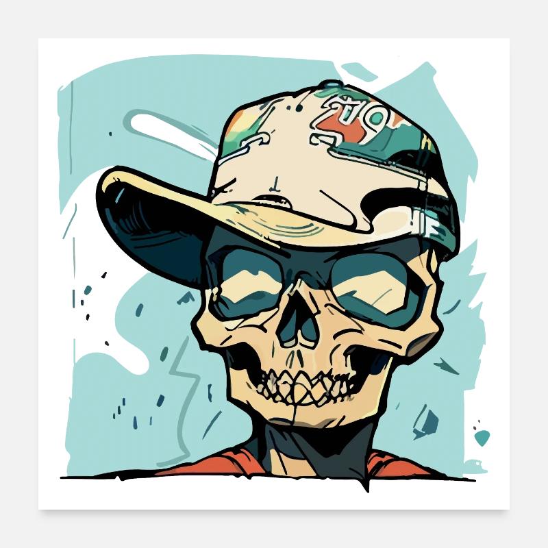 Totenkopf im Graffiti-Stil Poster 60x60 cm