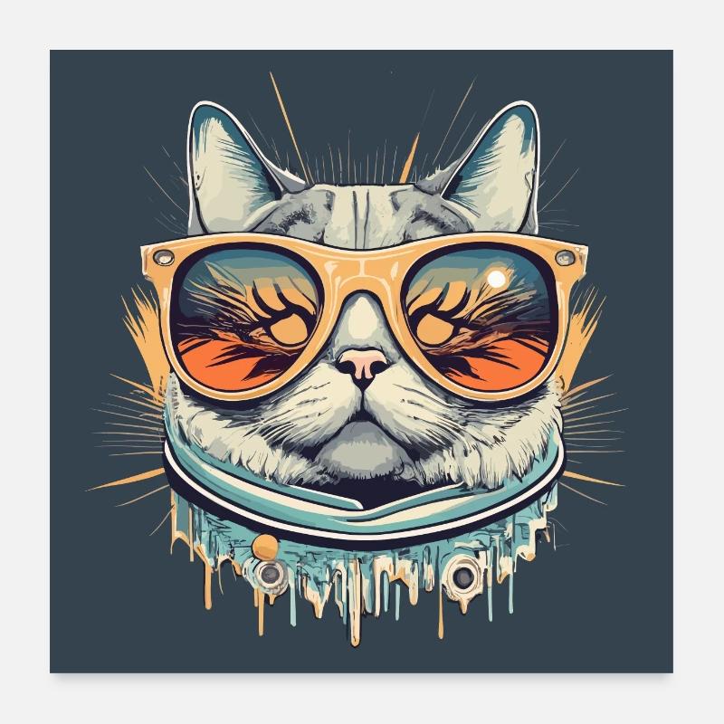 fun cat colorful glasses Poster 24" x 24" (60x60 cm)