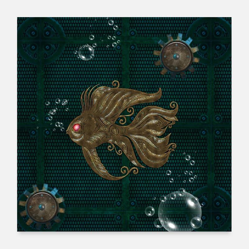 Merveilleux poisson steampunk. Poster 60 x 60 cm