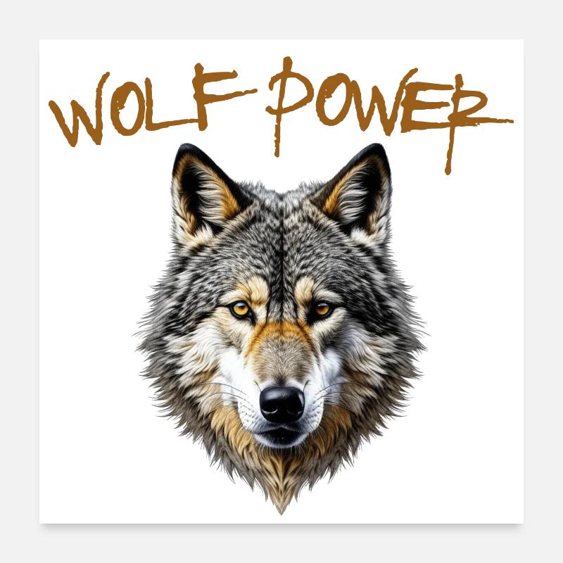 Wolf Power, die Kraft des Wolfes Poster 60x60 cm