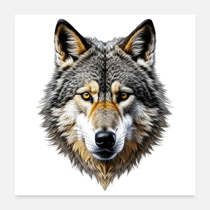 Der graue Wolf, die Macht des Wolfes Poster 60x60 cm