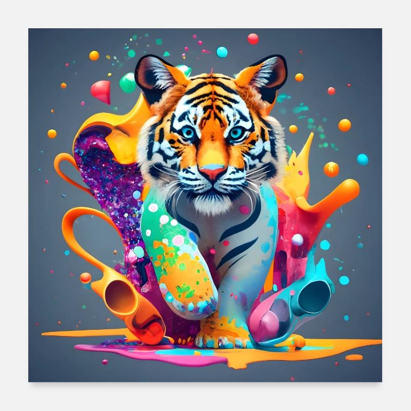 Lion coloré Poster 60 x 60 cm