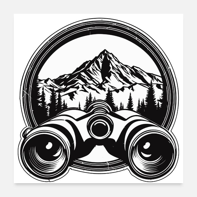Binoculars / Observation / Observation / Adventure Poster 24" x 24" (60x60 cm)