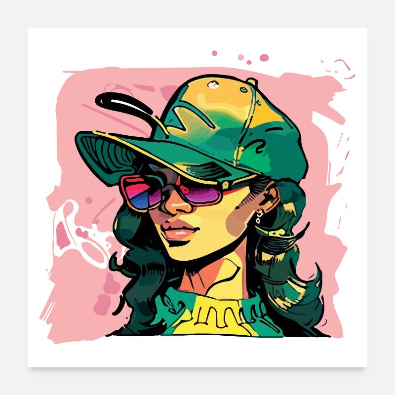 Fille de style urbain Poster 60 x 60 cm