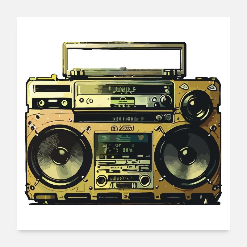 Radiocassette dorée Poster 60 x 60 cm