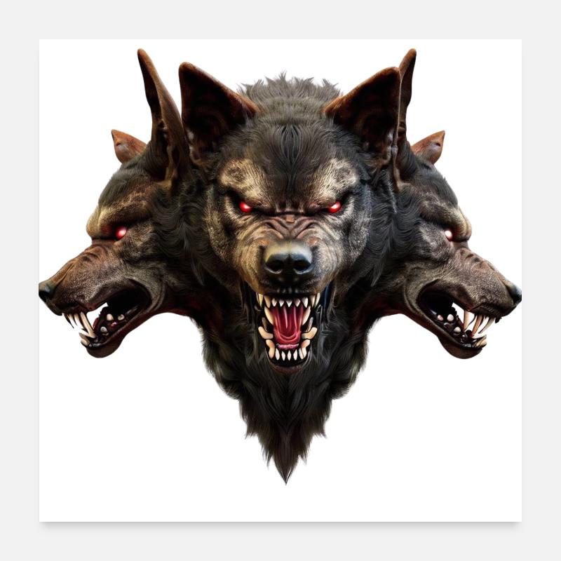 Loup Devil Heads Méchant Creepy Loup-Garou Poster 60 x 60 cm