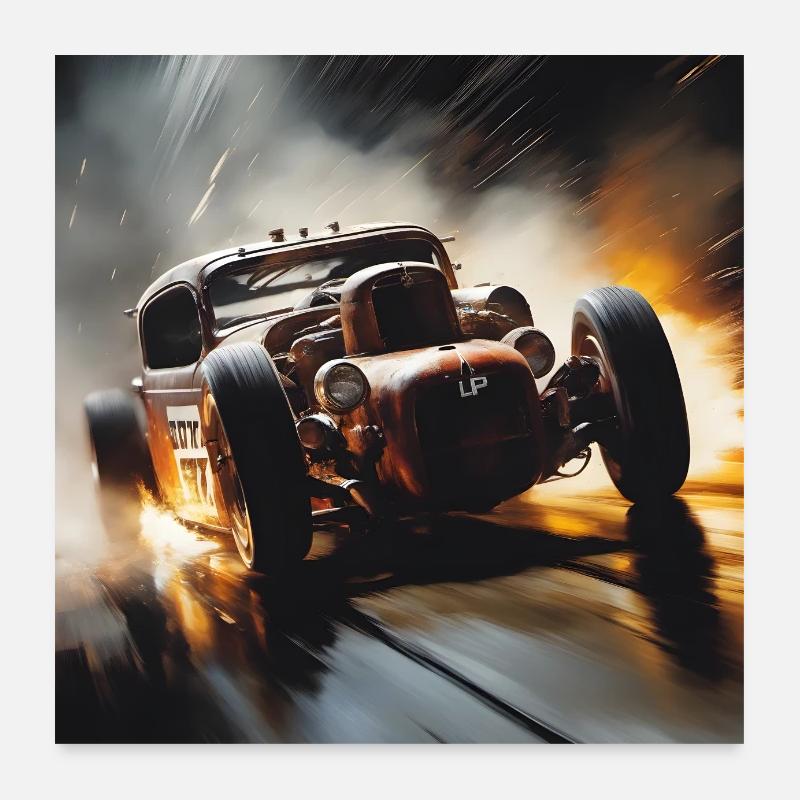 Rusty Hot Rod racing #3 Poster 24" x 24" (60x60 cm)