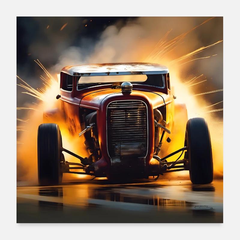 Rusty Hot Rod racing #8 Poster 60 x 60 cm