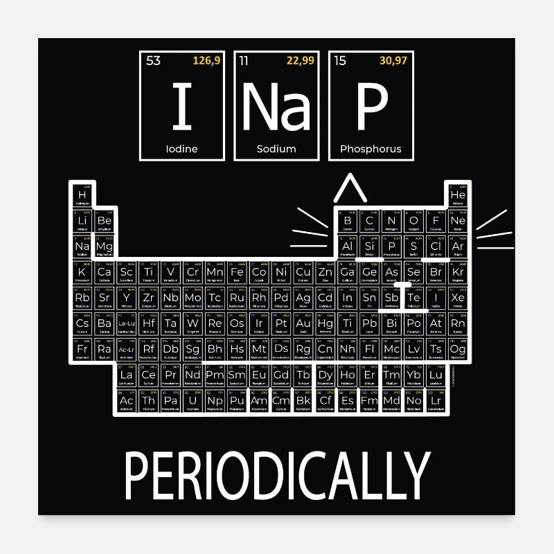 I Nap Periodically, Periodensystem der Elemente Poster 60x60 cm