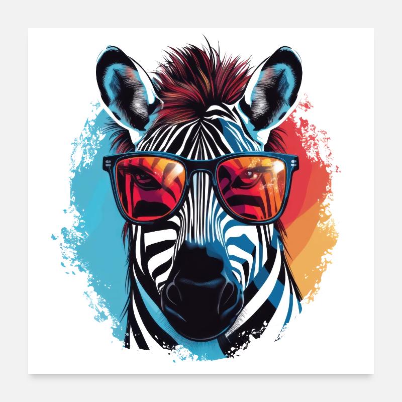 Lunettes de soleil zèbre Poster 60 x 60 cm
