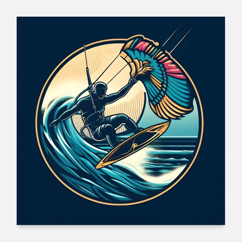 Kitesurfen - Poster 60x60 cm - Weiß