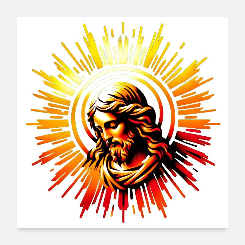 Jesus Christus im Heiligenschein - Poster 60x60 cm - Weiß