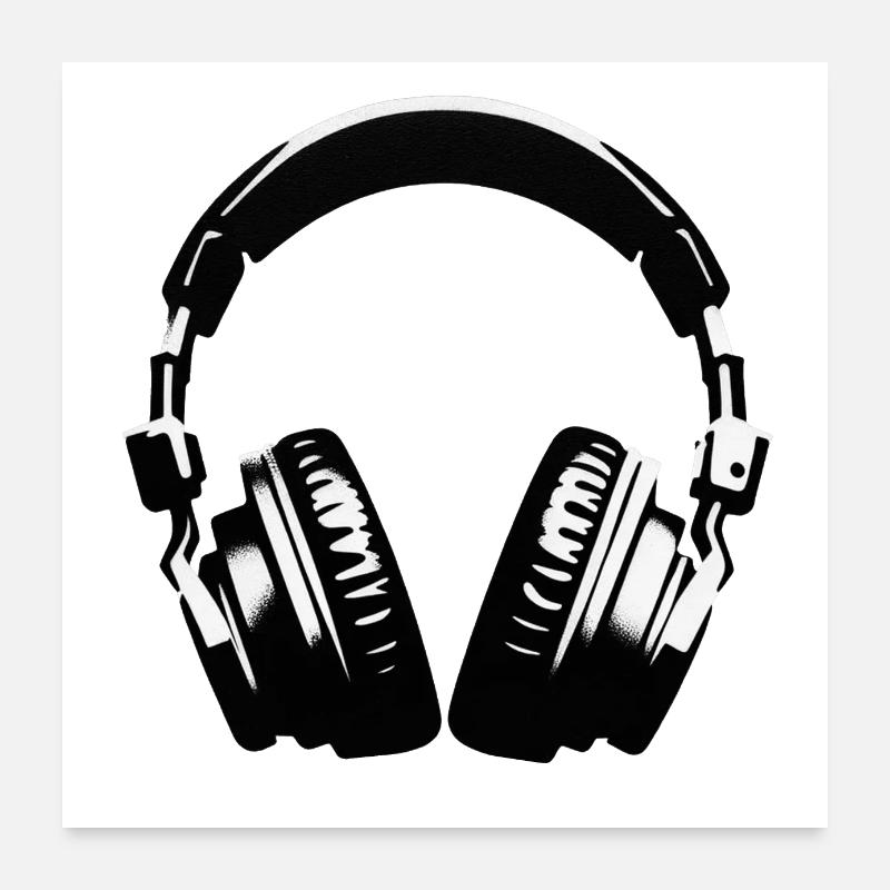 Kopfhörer Ich liebe Musik Poster 60x60 cm