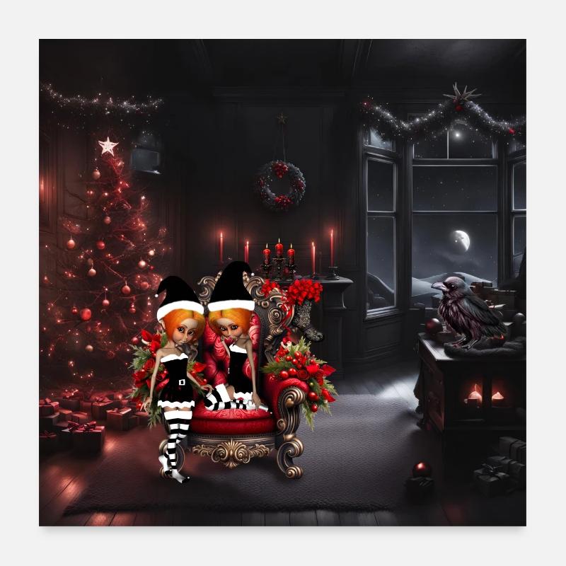 Mignons petits elfes noirs Poster 60 x 60 cm
