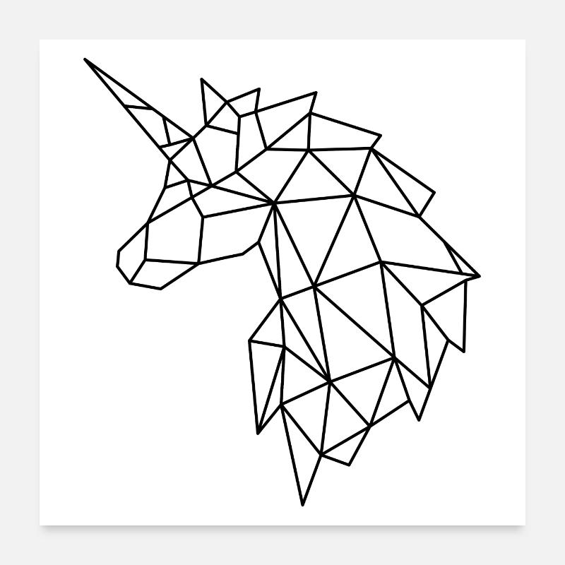 Licorne géométrique dans le style polygonal Poster 60 x 60 cm