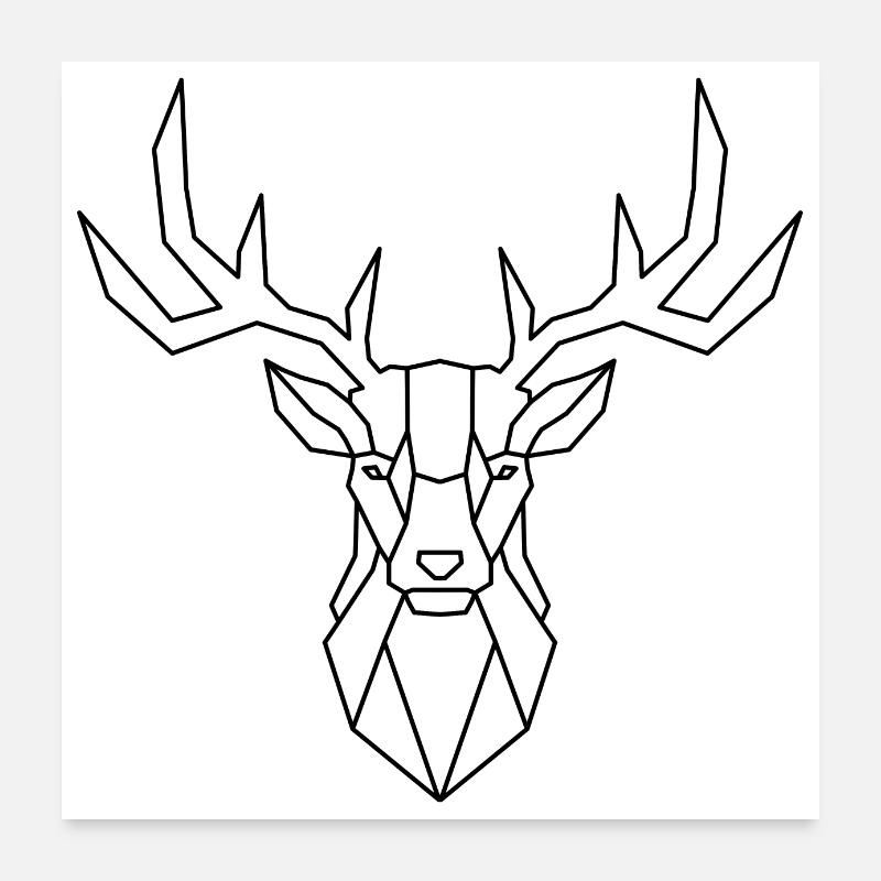 Geometrischer Hirsch – Eleganz in Polygon-Form Poster 60x60 cm