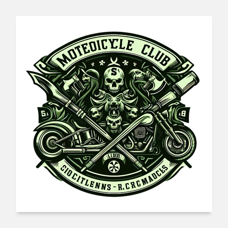 Motorcycle & Biker Creations: Skulls Art Poster 24" x 24" (60x60 cm)