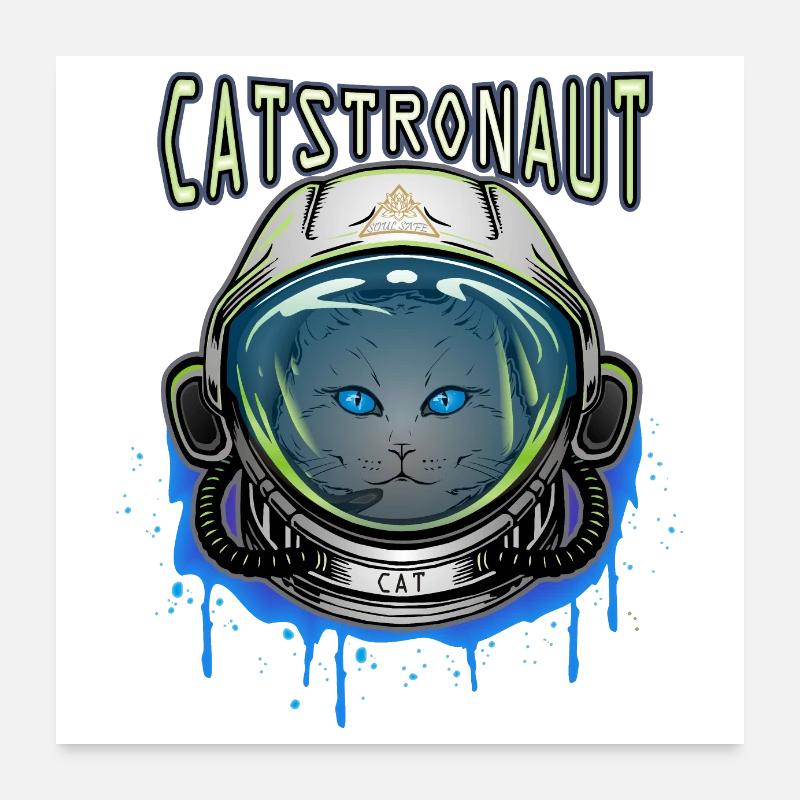 Katze Astronaut Poster 60x60 cm