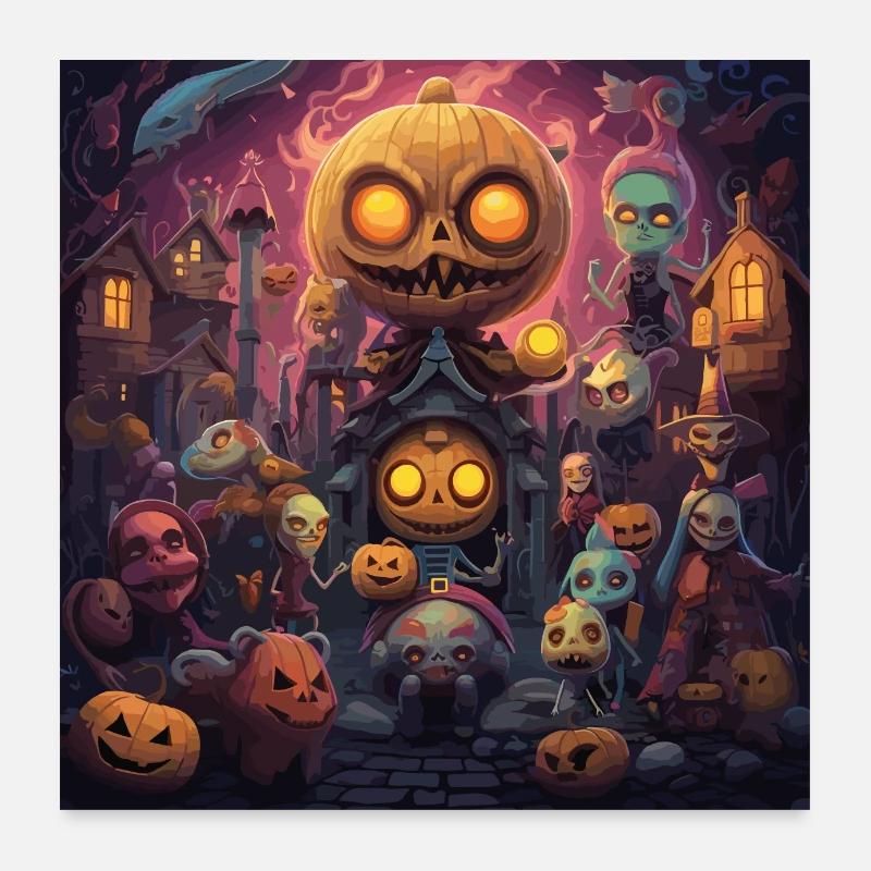 Nuit de citrouille effrayante Poster 60 x 60 cm