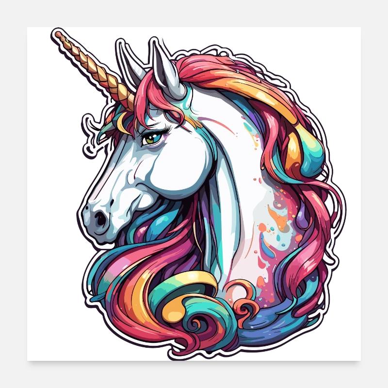 Einhorn / Pferd / Mädchen / Fabelwesen / Märchen Poster 60x60 cm
