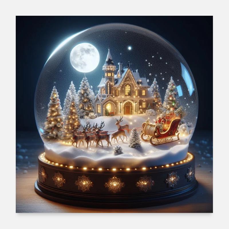 Weihnachtsbaum Mitternachtsmesse Weihnachtsmann Geschenke Poster 60x60 cm