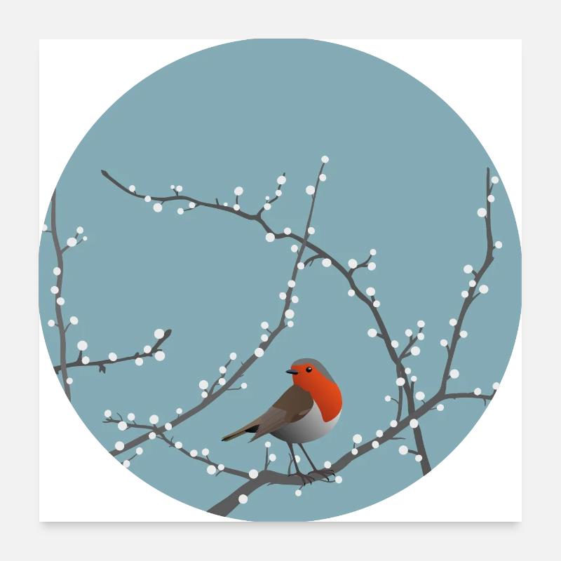 Winterbird - Poster 60x60 cm - Weiß