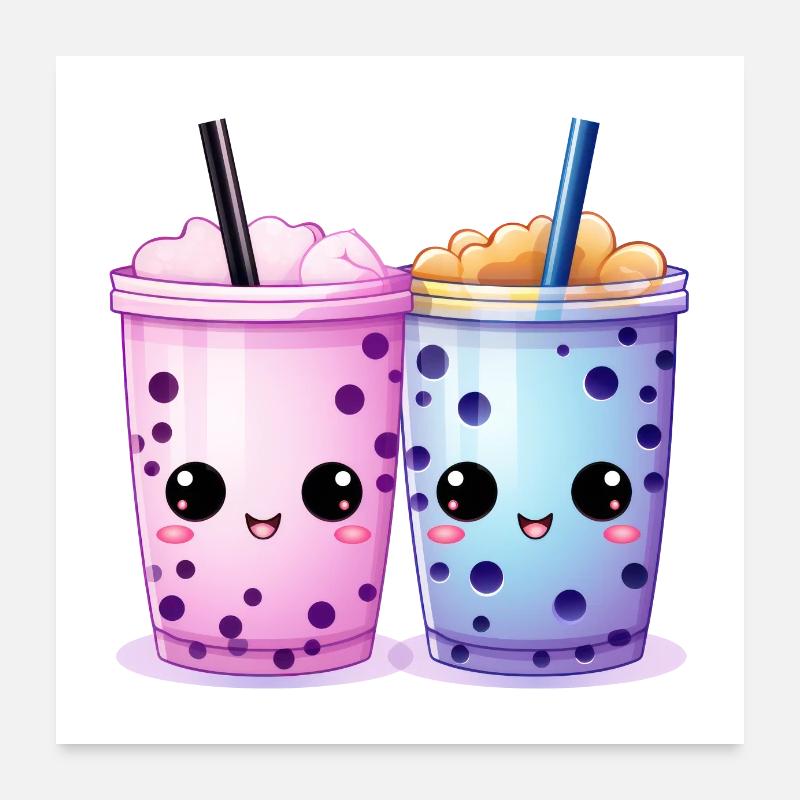 kawaii bubble tea boba tea Poster 60x60 cm