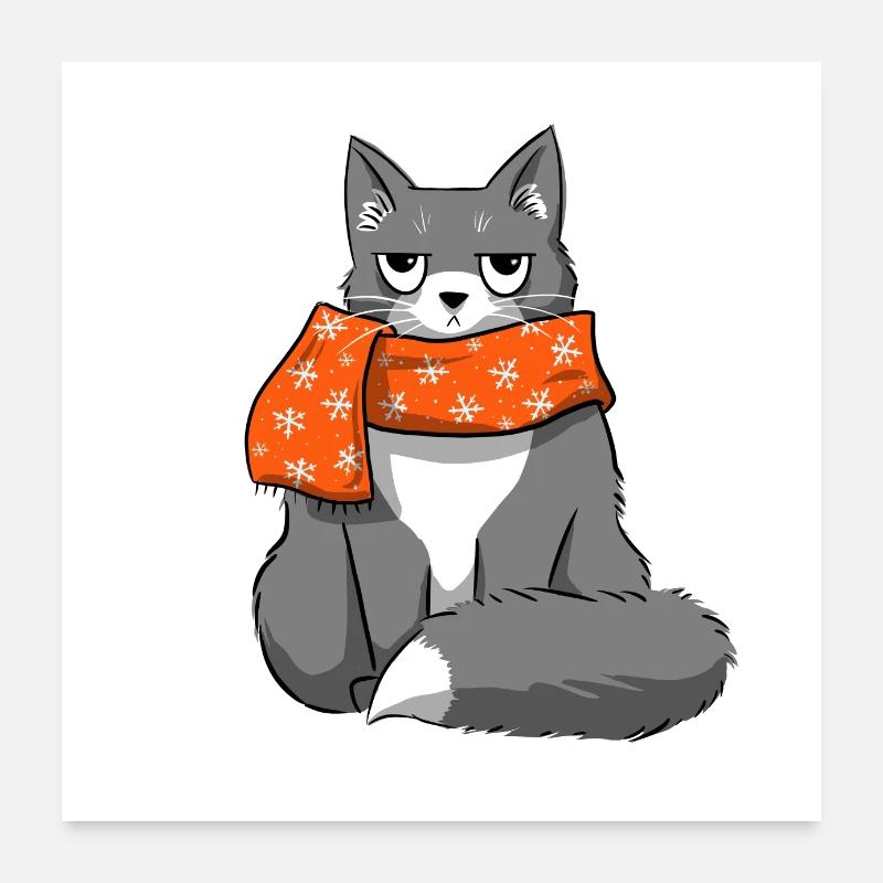 Christmas Cat Poster 24" x 24" (60x60 cm)