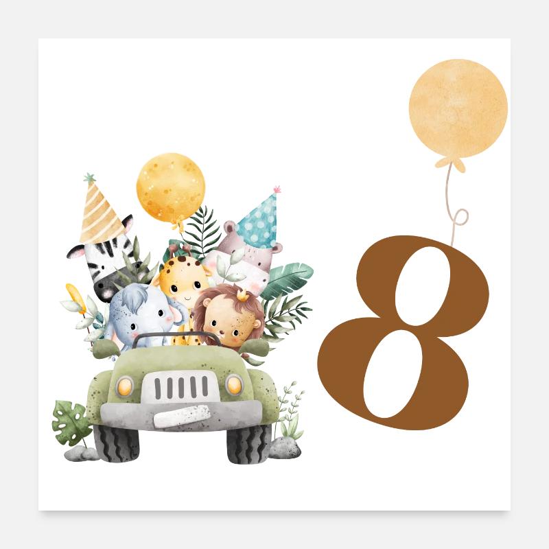 8e anniversaire safari Poster 60 x 60 cm