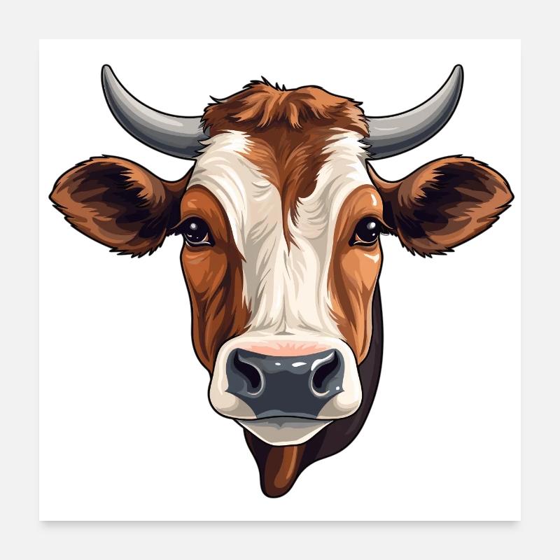 Cow head as motif - beef Poster 24" x 24" (60x60 cm)