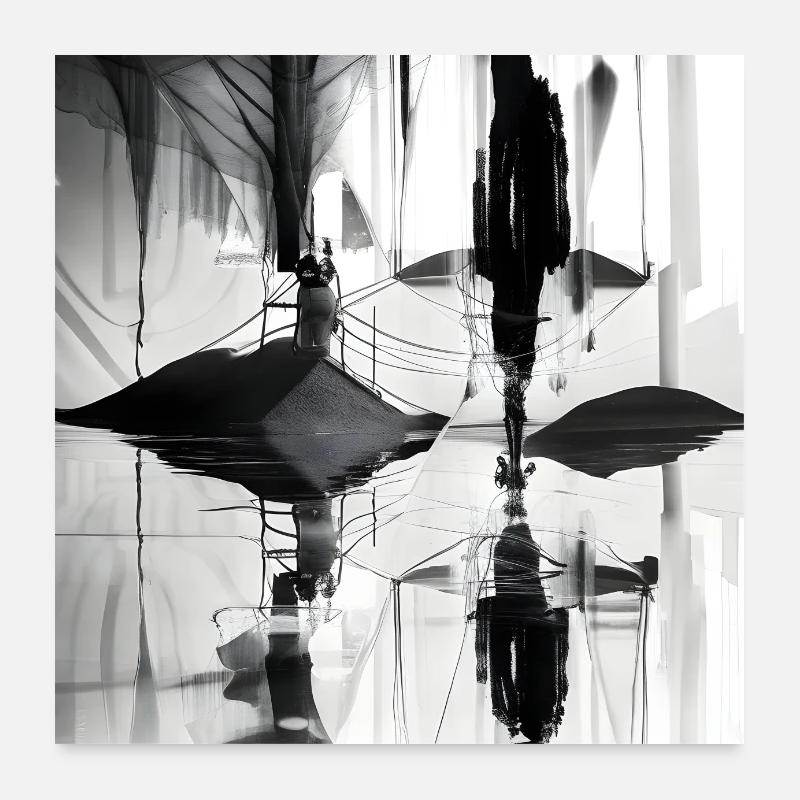 Intérieur abstrait d’un hall d’hôtel. Noir et blanc Poster 60 x 60 cm