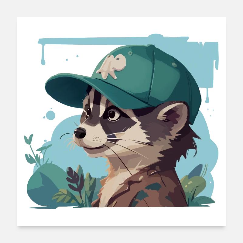 Cool Racoon Poster 24" x 24" (60x60 cm)
