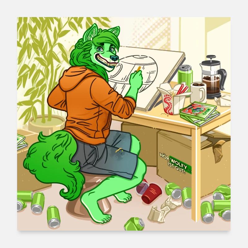 Wolfy Todesstern - Poster 60x60 cm - Weiß