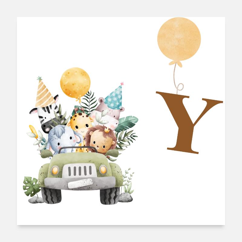 Letter Y Safari Poster 24" x 24" (60x60 cm)